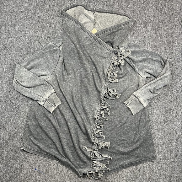 Wrangler Boho Fringe Wrap Cardigan XXL Gray Mineral Wash Western Sweater — photo 2